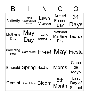 May Bingo Card