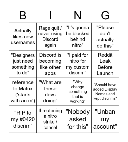 Bingo UU Bingo Card