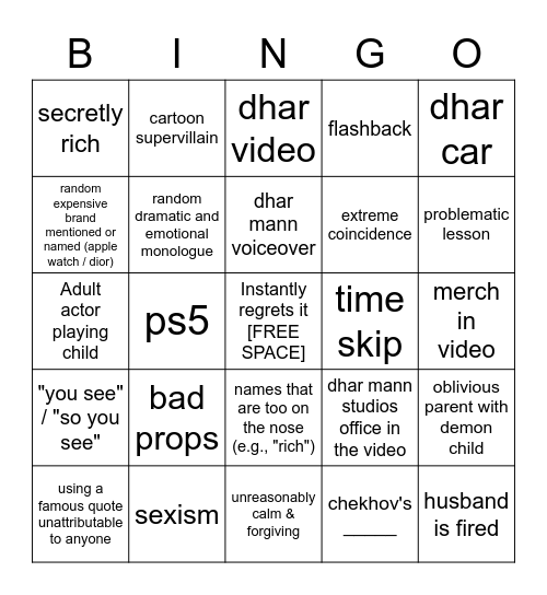 Dhar Mann Bingo v2 Bingo Card