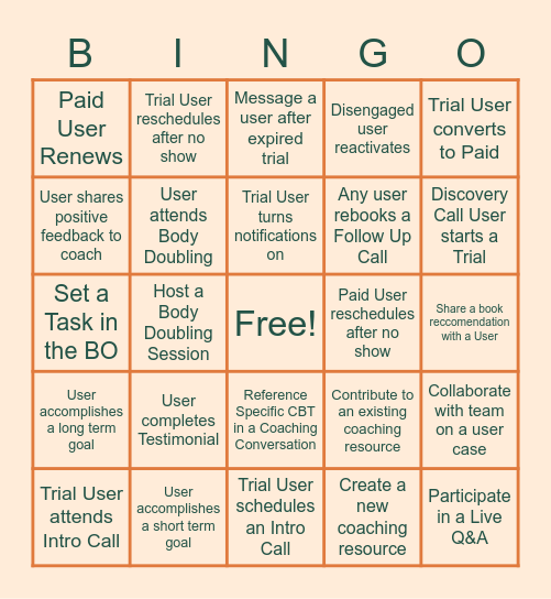 Coaching Bingo Card