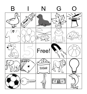 K, G, F, L Words Bingo Card