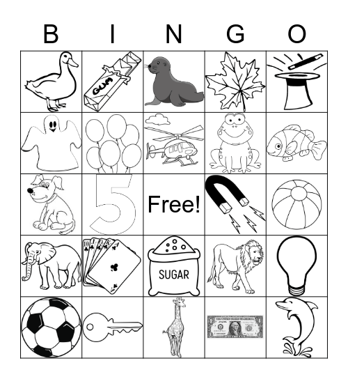 K, G, F, L Words Bingo Card