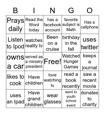 YM: Impact in the 21st Century Bingo Card