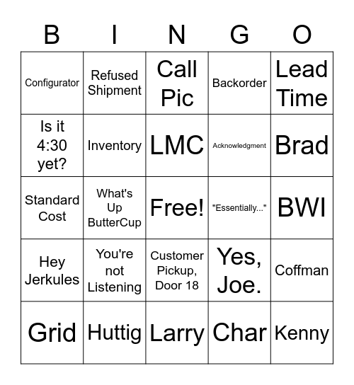 JLM Purchasing Bingo Card
