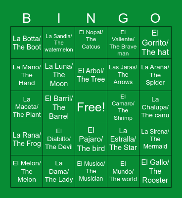 Cinco de Mayo Bingo Card