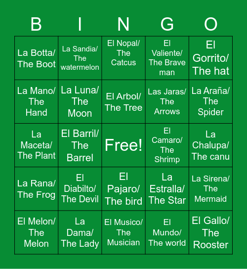 Cinco de Mayo Bingo Card