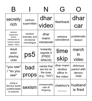 Dhar Mann Bingo v2 Bingo Card