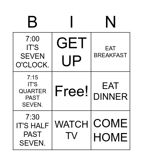 MY DAY Bingo Card