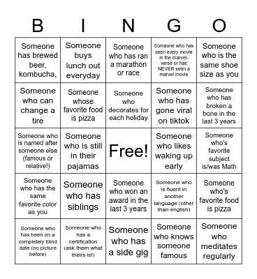 Human Bingo Card