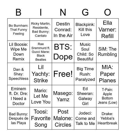 ACM Favorites Bingo Card