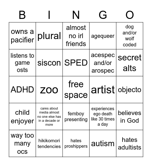 yuffysys bingo Card