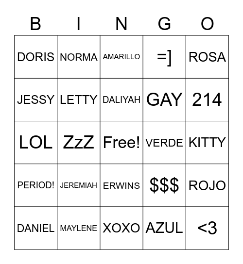 NOT LAME Bingo Card