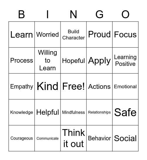 SEL Bingo Card