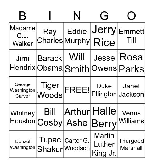 Black History Bingo Card