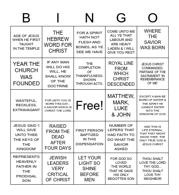 DOCTRINAL MASTERY 2 Bingo Card
