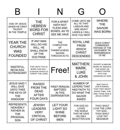 DOCTRINAL MASTERY 2 Bingo Card