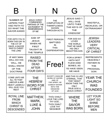 DOCTRINAL MASTERY 3 Bingo Card