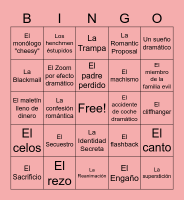 Telenovela Bingo! Bingo Card