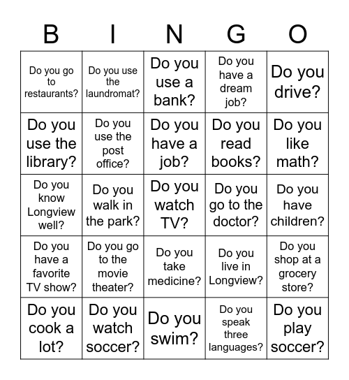 Do you...? Bingo Card