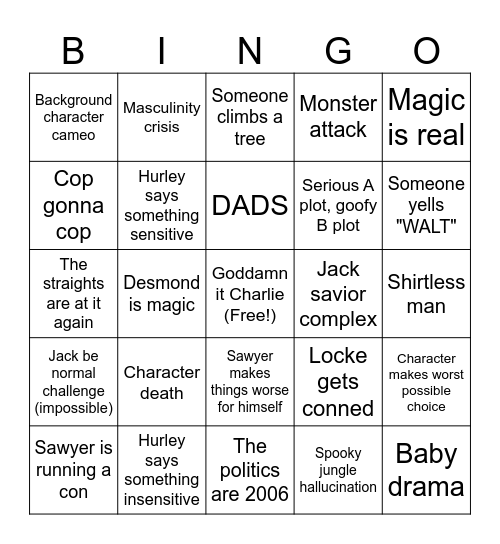 Lost Bingo Card