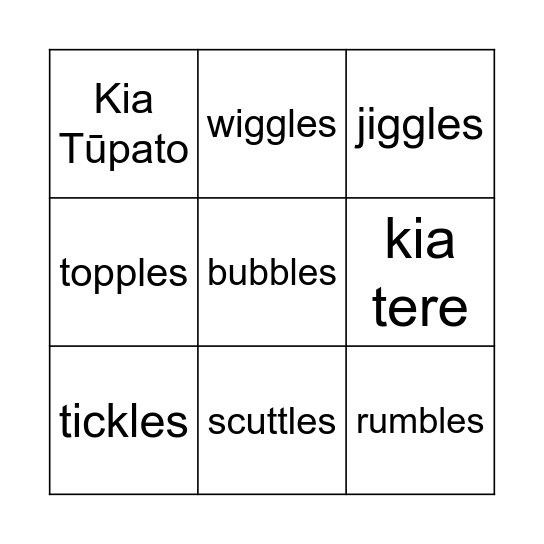 Tumble and Turn Bingo Card