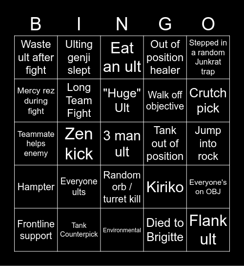 Emongg Overwatch Bingo Card