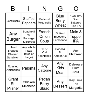 Menu Bingo 5/5 - 5/7 Bingo Card