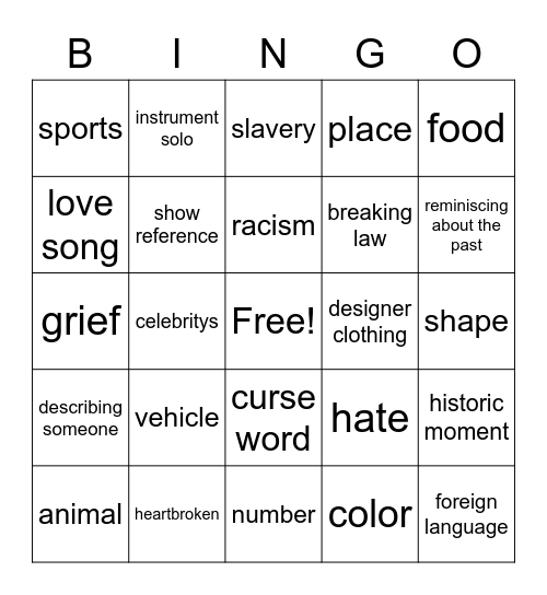Untitled Bingo Card