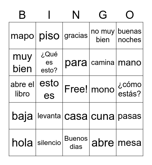 Bingo Uno Bingo Card