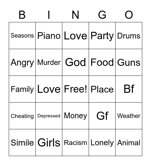 Untitled Bingo Card