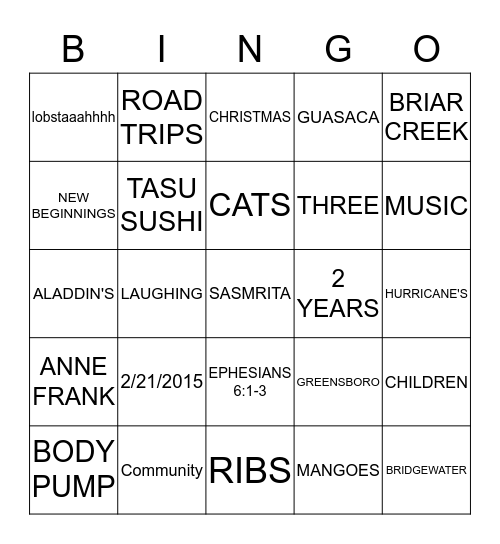WAMBUI'S BRIDAL SHOWER Bingo Card