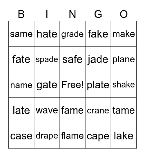 Magic a-e BINGO Card