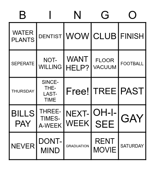 Unit 5 Bingo Card