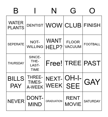 Unit 5 Bingo Card