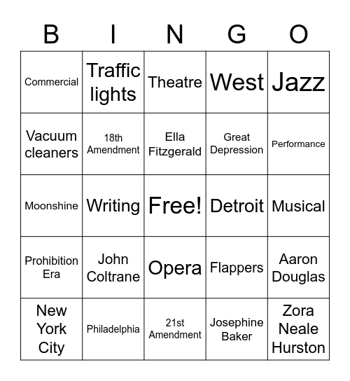 Roarin 20s! Bingo Card