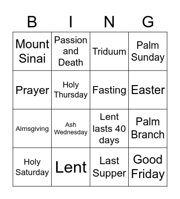 Christian Living Bingo Card