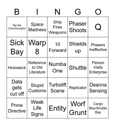 Star Trek Bingo Card