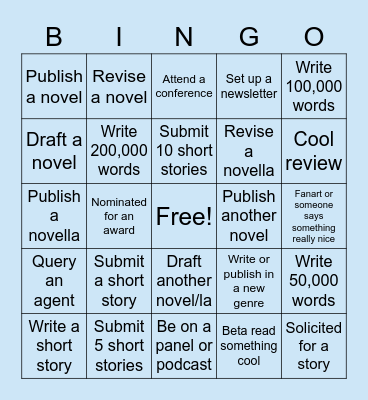 Writer Bingo 2023-2024 Bingo Card