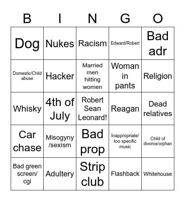 90's movies Bingo Card