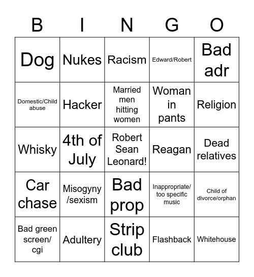 90's movies Bingo Card