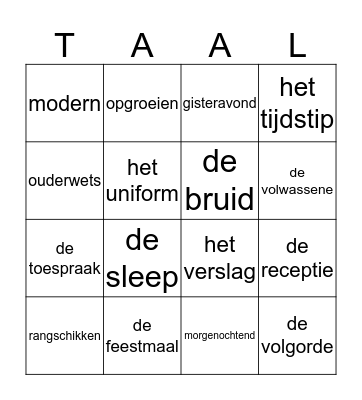 Oefenen met thema 4! Bingo Card