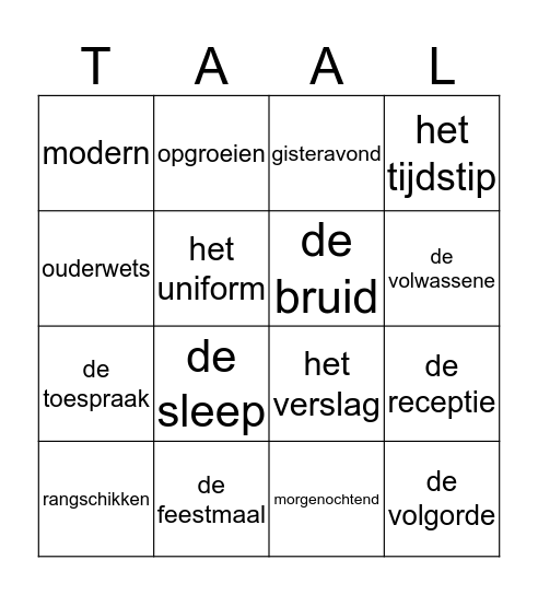 Oefenen met thema 4! Bingo Card