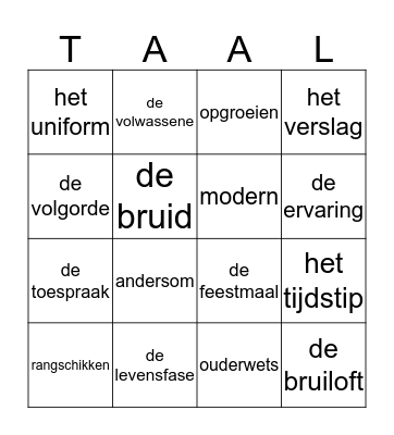Oefenen met thema 4! Bingo Card