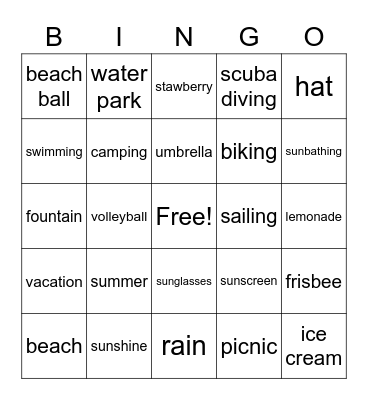 Summer Bingo Card