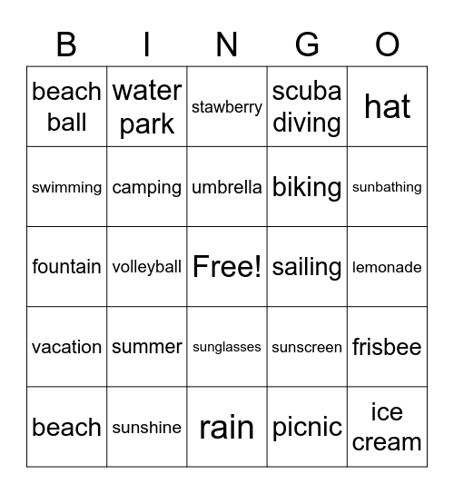 Summer Bingo Card