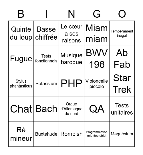 Toutma’s bingo Card