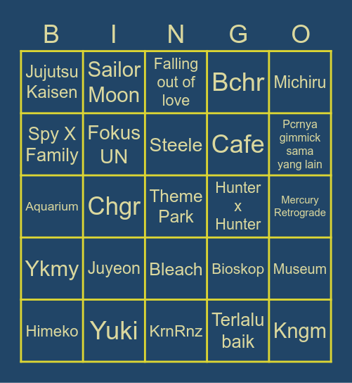 HarukaSukaCewe Bingo Card