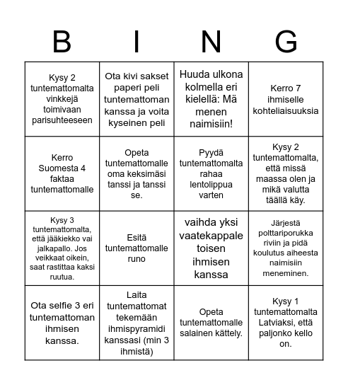 Sakarin polttaribingo Card