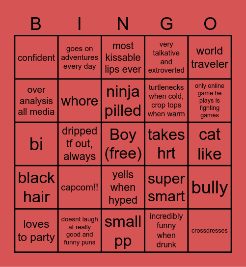 FMC boyfriend bingo Card