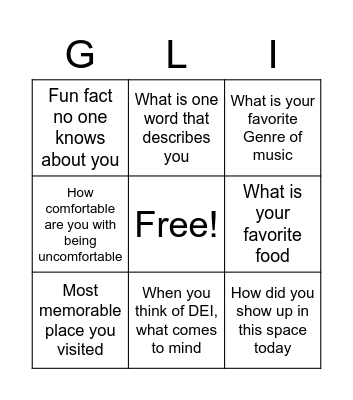 Getting to know the Room Bingo Card